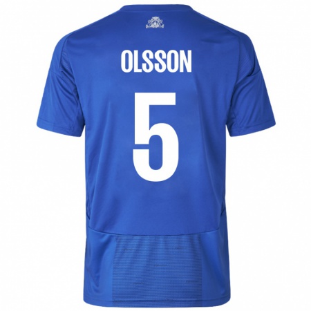 Kandiny Donna Maglia Cornelius Olsson #5 Bianco Blu Kit Gara Away 2024/25 Maglietta