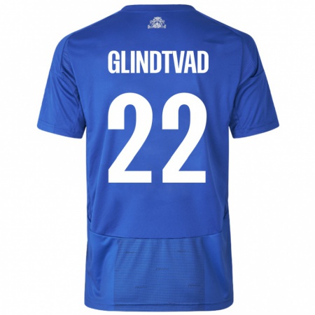 Kandiny Donna Maglia William Glindtvad #22 Bianco Blu Kit Gara Away 2024/25 Maglietta