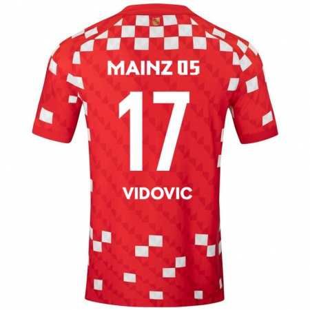 Kandiny Bambino Maglia Gabriel Vidovic #17 Bianco Rosso Kit Gara Home 2024/25 Maglietta