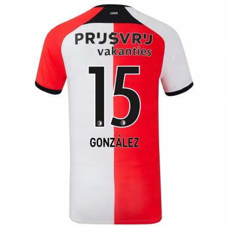 Kandiny Bambino Maglia Facundo González #15 Rosso Bianco Kit Gara Home 2024/25 Maglietta