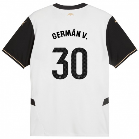 Kandiny Bambino Maglia Germán Valera #30 Bianco Nero Kit Gara Home 2024/25 Maglietta