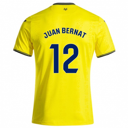 Kandiny Bambino Maglia Juan Bernat #12 Giallo Nero Kit Gara Home 2024/25 Maglietta