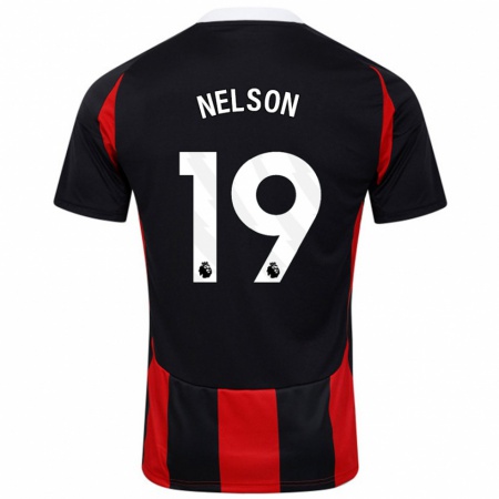 Kandiny Bambino Maglia Reiss Nelson #19 Nero Rosso Kit Gara Away 2024/25 Maglietta