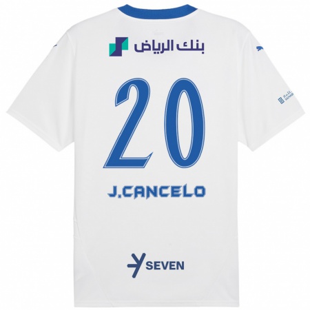 Kandiny Bambino Maglia João Cancelo #20 Bianco Blu Kit Gara Away 2024/25 Maglietta