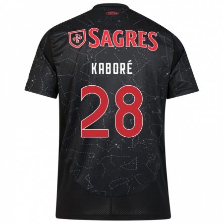 Kandiny Bambino Maglia Issa Kaboré #28 Nero Rosso Kit Gara Away 2024/25 Maglietta