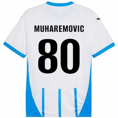 Kandiny Bambino Maglia Tarik Muharemovic #80 Bianco Blu Kit Gara Away 2024/25 Maglietta