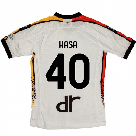 Kandiny Bambino Maglia Luis Hasa #40 Bianco Nero Kit Gara Away 2024/25 Maglietta