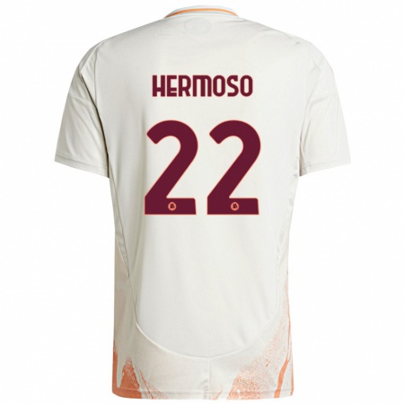 Kandiny Bambino Maglia Mario Hermoso #22 Crema Bianco Arancione Kit Gara Away 2024/25 Maglietta