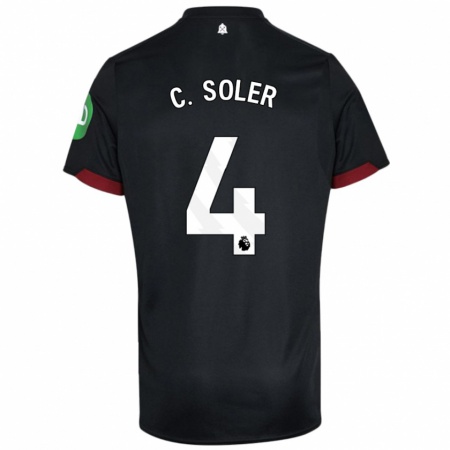 Kandiny Bambino Maglia Carlos Soler #4 Nero Bianco Kit Gara Away 2024/25 Maglietta