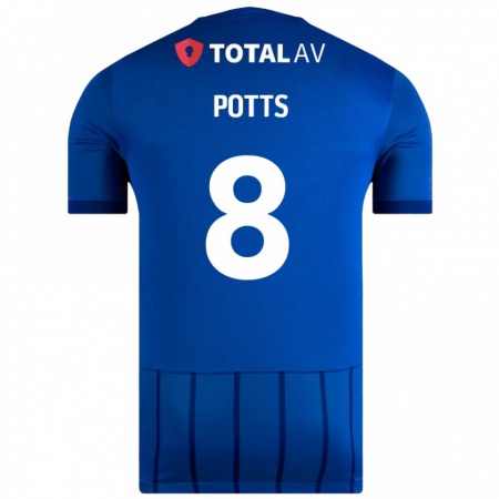 Kandiny Bambino Maglia Freddie Potts #8 Blu Kit Gara Home 2024/25 Maglietta