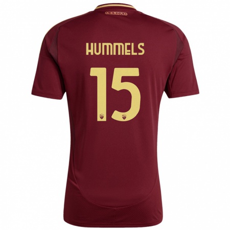 Kandiny Bambino Maglia Mats Hummels #15 Rosso Marrone Oro Kit Gara Home 2024/25 Maglietta