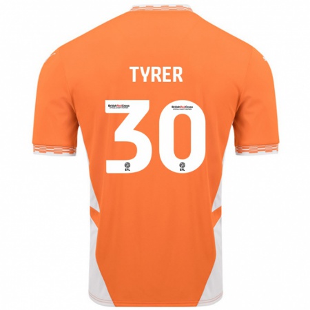 Kandiny Bambino Maglia Harry Tyrer #30 Arancione Bianco Kit Gara Home 2024/25 Maglietta