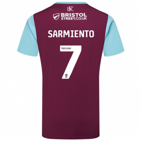 Kandiny Bambino Maglia Jeremy Sarmiento #7 Borgogna Azzurro Kit Gara Home 2024/25 Maglietta