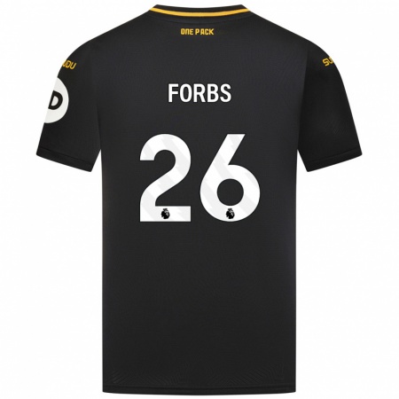 Kandiny Bambino Maglia Carlos Forbs #26 Nero Kit Gara Away 2024/25 Maglietta