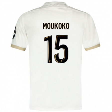 Kandiny Bambino Maglia Youssoufa Moukoko #15 Bianco Oro Kit Gara Away 2024/25 Maglietta