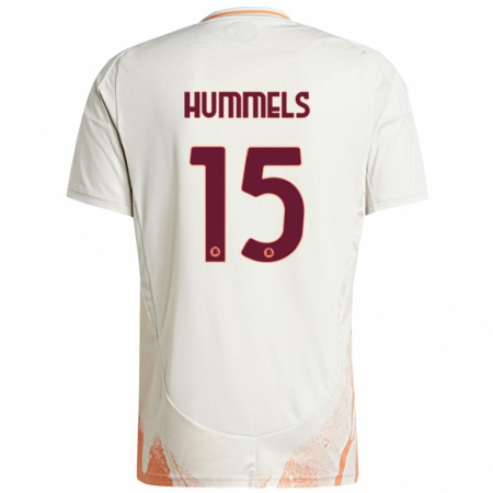 Kandiny Bambino Maglia Mats Hummels #15 Crema Bianco Arancione Kit Gara Away 2024/25 Maglietta