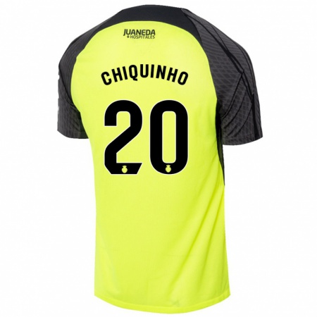 Kandiny Bambino Maglia Chiquinho #20 Verde Fluorescente Nero Kit Gara Away 2024/25 Maglietta