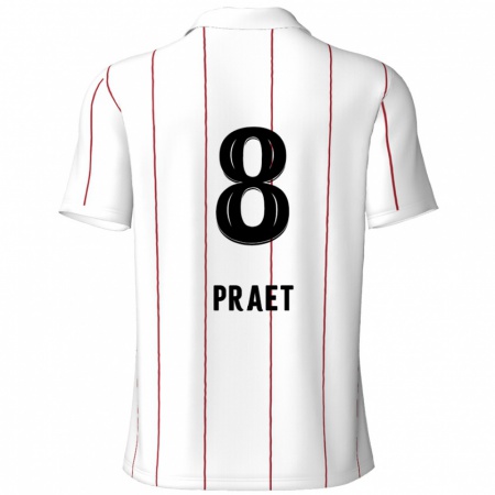 Kandiny Bambino Maglia Dennis Praet #8 Bianco Nero Kit Gara Away 2024/25 Maglietta