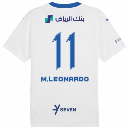 Kandiny Bambino Maglia Marcos Leonardo #11 Bianco Blu Kit Gara Away 2024/25 Maglietta