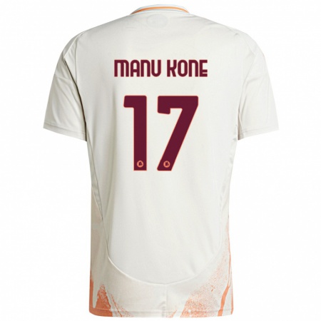 Kandiny Bambino Maglia Manu Koné #17 Crema Bianco Arancione Kit Gara Away 2024/25 Maglietta