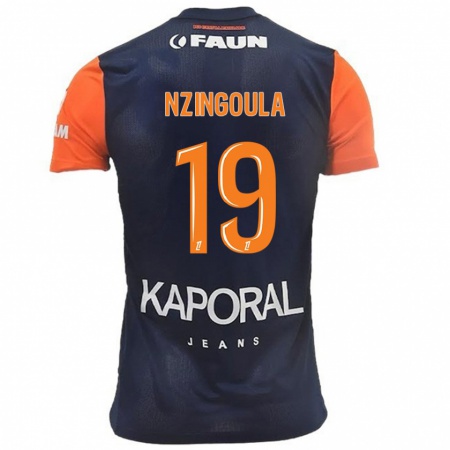 Kandiny Bambino Maglia Rabby Nzingoula #19 Blu Navy Arancione Kit Gara Home 2024/25 Maglietta