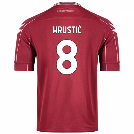 Kandiny Bambino Maglia Ajdin Hrustić #8 Borgogna Kit Gara Home 2024/25 Maglietta