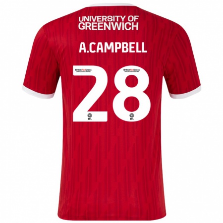 Kandiny Bambino Maglia Allan Campbell #28 Rosso Bianco Kit Gara Home 2024/25 Maglietta