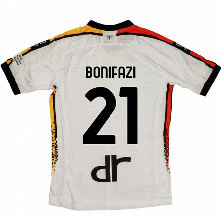 Kandiny Bambino Maglia Kevin Bonifazi #21 Bianco Nero Kit Gara Away 2024/25 Maglietta