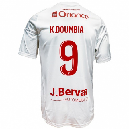 Kandiny Bambino Maglia Kamory Doumbia #9 Bianco Rosso Kit Gara Away 2024/25 Maglietta