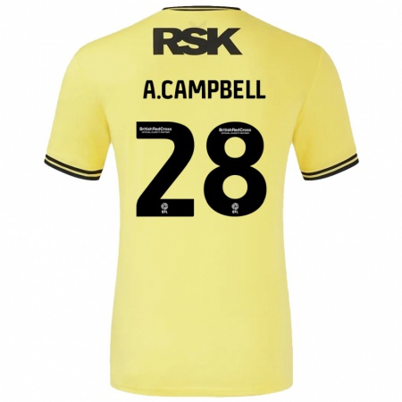 Kandiny Bambino Maglia Allan Campbell #28 Giallo Nero Kit Gara Away 2024/25 Maglietta