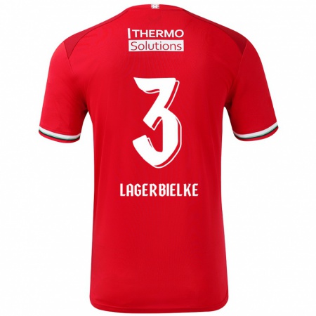 Kandiny Bambino Maglia Gustaf Lagerbielke #3 Rosso Bianco Kit Gara Home 2024/25 Maglietta