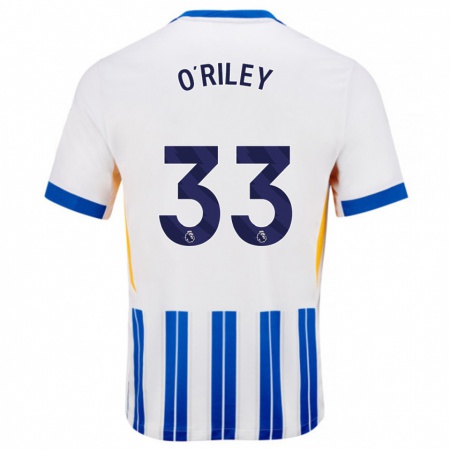 Kandiny Bambino Maglia Matt O'riley #33 Bianco Blu A Righe Kit Gara Home 2024/25 Maglietta