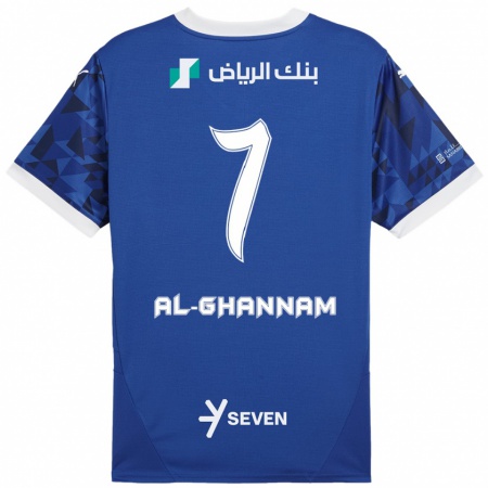 Kandiny Bambino Maglia Khalid Al-Ghannam #7 Blu Scuro Bianco Kit Gara Home 2024/25 Maglietta