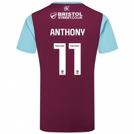 Kandiny Bambino Maglia Jaidon Anthony #11 Borgogna Azzurro Kit Gara Home 2024/25 Maglietta