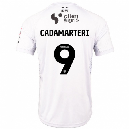 Kandiny Bambino Maglia Bailey Cadamarteri #9 Rosso Bianco Kit Gara Away 2024/25 Maglietta