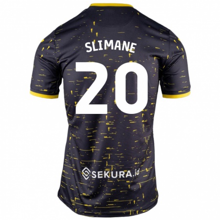 Kandiny Bambino Maglia Anis Slimane #20 Nero Giallo Kit Gara Away 2024/25 Maglietta