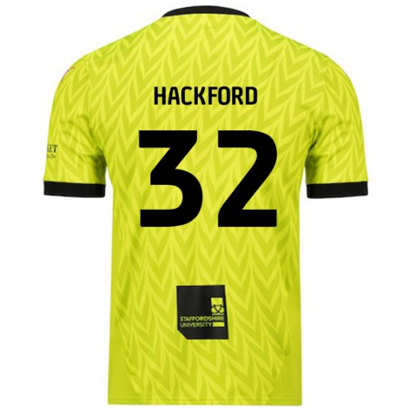 Kandiny Bambino Maglia Antwoine Hackford #32 Verde Fluorescente Kit Gara Away 2024/25 Maglietta