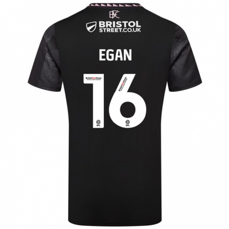 Kandiny Bambino Maglia John Egan #16 Nero Kit Gara Away 2024/25 Maglietta