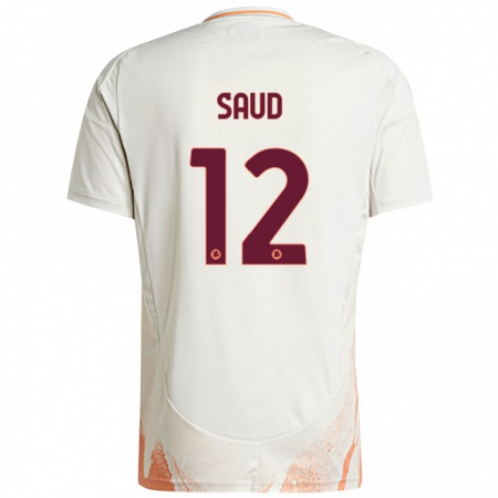 Kandiny Bambino Maglia Saud Abdulhamid #12 Crema Bianco Arancione Kit Gara Away 2024/25 Maglietta