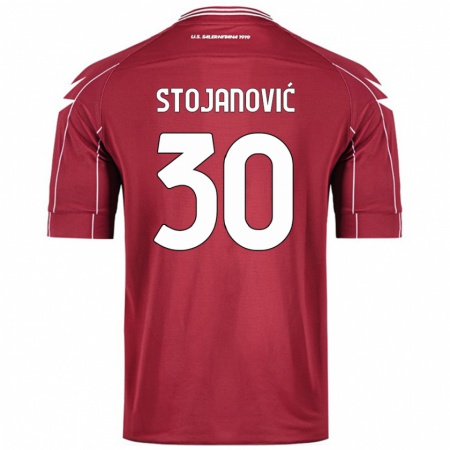 Kandiny Bambino Maglia Petar Stojanović #30 Borgogna Kit Gara Home 2024/25 Maglietta