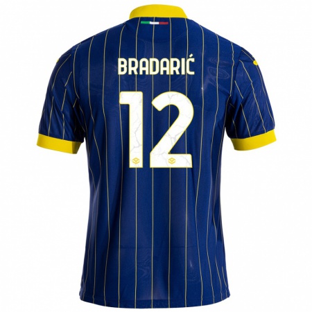 Kandiny Bambino Maglia Domagoj Bradarić #12 Blu Giallo Kit Gara Home 2024/25 Maglietta