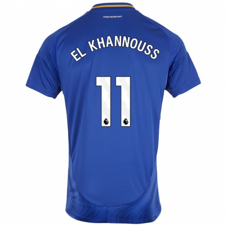 Kandiny Bambino Maglia Bilal El Khannouss #11 Blu Bianco Kit Gara Home 2024/25 Maglietta