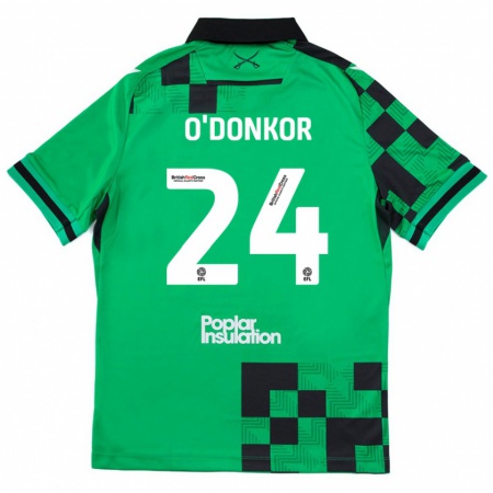 Kandiny Bambino Maglia Gatlin O'donkor #24 Verde Nero Kit Gara Away 2024/25 Maglietta