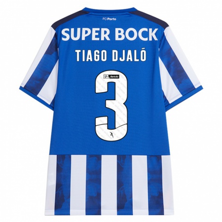 Kandiny Uomo Maglia Tiago Djaló #3 Blu Bianco Kit Gara Home 2024/25 Maglietta