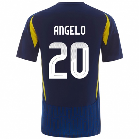 Kandiny Uomo Maglia Ângelo #20 Blu Giallo Kit Gara Away 2024/25 Maglietta