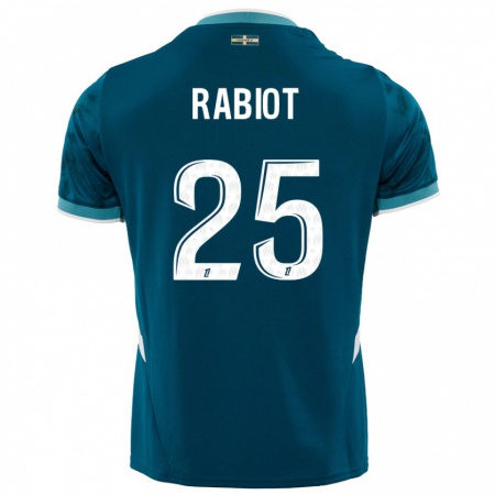 Kandiny Uomo Maglia Adrien Rabiot #25 Turchese Blu Kit Gara Away 2024/25 Maglietta