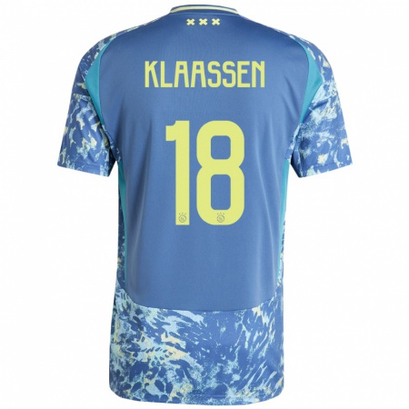 Kandiny Uomo Maglia Davy Klaassen #18 Grigio Blu Giallo Kit Gara Away 2024/25 Maglietta