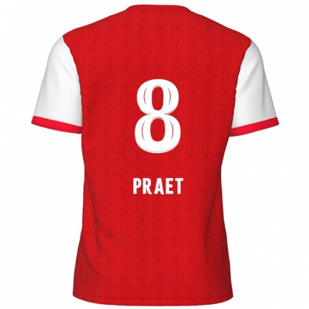 Kandiny Uomo Maglia Dennis Praet #8 Rosso Bianco Kit Gara Home 2024/25 Maglietta