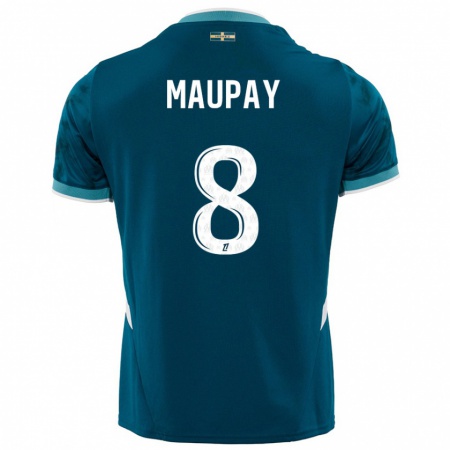 Kandiny Uomo Maglia Neal Maupay #8 Turchese Blu Kit Gara Away 2024/25 Maglietta