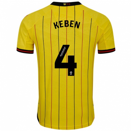 Kandiny Uomo Maglia Kévin Keben #4 Giallo Nero Kit Gara Home 2024/25 Maglietta